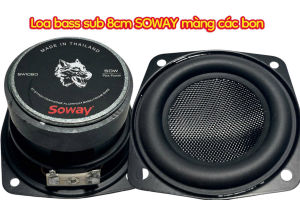 Loa bass sub 8cm SOWAY - hàng nhập côn 25 màng các bon đen gân cao su - giá 1 cái
