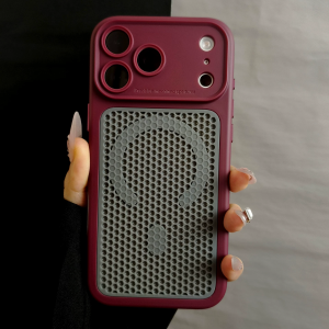Armor Heat Dissipation Mesh Hit Color Magnetic Case For iPhone 17 16 15 14 Plus 13 12 Pro Max For Magsafe Charging Hard PC Cover