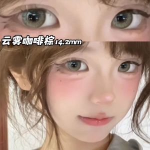 6 Monthes Two Single Packs of Cinnamon Gold Brown Contact Mud Strips Daily for Commuting Dating Natural Style Small Diameter Glasses fashion glasses 黑天鹅棕半年抛 fashion glasses 14.5mm大直径彩色混血感学生不伤眼 眼镜女