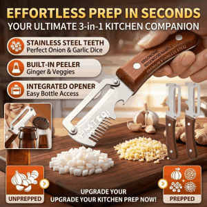3-in-1 Multifunctional Stainless Steel Onion Cutter Vegetable Chopper Shredder Can Opener Vegetables Cutting Fork Kitchen Gadgets