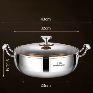 Thickened 316 Stainless Steel Double Ear Soup Pot for Family Users  High Temperature Resistance  Five-layer Composite Steel  Scratch-resistant