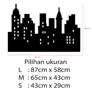 Stiker Dekorasi Unik Lucu Kaca Dinding Rumah Cafe Restaurant Kafe Office Home Decor Kantor Toko Hiasan Dinding Wall Custom Cutting Sticker City Skyline