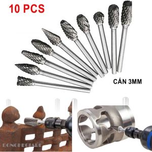 Cùi thơm mũi doa cán 3mm - Bộ mũi mài khắc làm lũa gỗ kim loại bằng thép hợp kim 3-6ly | Bộ mũi mài khắc hợp kim  3mm