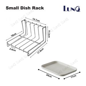 304 Stainless Steel Kitchen Household Countertop L-shaped Design Dish Bowl Drying Rack with PP Drain Tray Organizer