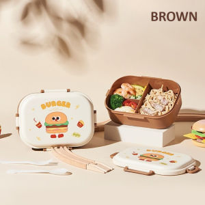 Aoduoyaya Cute Cartoon Lunch Box with Spoon and Fork Container Student Food Storage Box Bekas Makanan Kanak