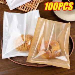 100PCS Bread Packaging Bags Kraft Paper Sandwich Bags Greaseproof Cookie Toast DIY Packaging Bags Baking Decora