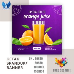 Spanduk Banner ES JERUK MODEL UNGU UKURAN 100X100 BISA REQUEST