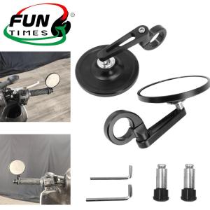 Universal Black Round Bar End Mirrors for Yamaha Xmax & Royal Models - Motorcycle Rearview Mirrors
