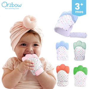 Orzbow Baby Teething Mitten BPA-Free Self-Soothing Pain Relief Teething Mitt Glove for 3+ Months Toddlers Infants