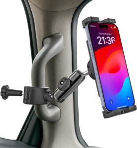 GDZN Phone Holder for Car Pickup Truck Grab Handle [Ultra-Firm Grip] Vehicle A Pillar Phone Mount Metal Arm Car Clip Stand for iPhone 17 Pro Max/16/15 Galaxy S25 Z Fold 7 4.7-8" Phones
