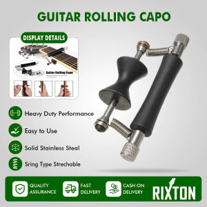 Guitar Rolling Capo RIXTON Sliding Capo Adjustable Capo Rubber and Stainless Steel Capo for Tuning Tone of String Instruments Like Folk Classic Acoustic Electric Guitar Ukulele Mandolin Banjo