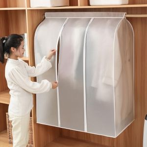 3D Zipper Clothes Dust Cover Clothes Storage Waterproof Dustproof for Garment Storage Hanging Pockets Washable Dust Cover Wardrobe Hanging Cover