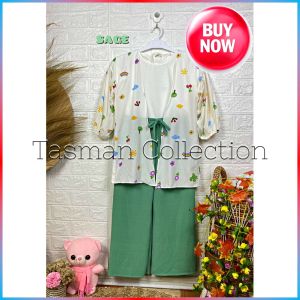 Setelan Crinkle 3 IN 1 Kiyowo | Setcel Kiyowo Airflow | One Set Cardigan Anak Perempuan 3-12 tahun | Stelan Kiyowo Anak Premium | Oneset Kiyowo Outer Lengan Balon | Setelan Rayon Terbaru 2023 ~ Tasman Collection