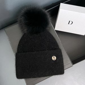 Winter Real Fox Fur Pom Pom Knitted Hat Women Angora Rabbit Fur Fluffy Skullies Beanies Korea Luxury Bonnet Warm Pullover Hat2026