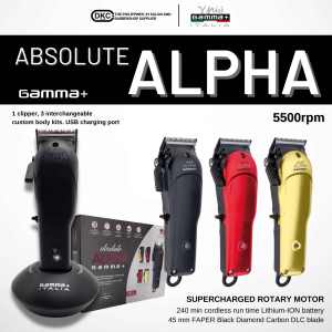 DKC Absolute Alpha Gamma+ USB Cordless Clipper 5500rpm Professional Modular Clipper with Rotary Motor 220v Gamma plus Hair Clipper