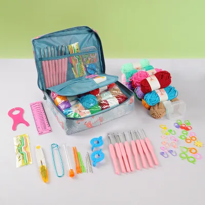 59Pcs/Set Crochet Kit Full Set DIY Beginner Knitting Weaving Tools Accessories Yarn Wools Handmade Crafts Sewing With Storage Bag