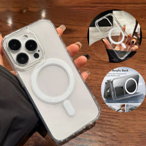 อะคริลิคใสเคสโทรศัพท์สำหรับ iPhone 15 11 14 13 12 Pro Max 14 15 PlusกันกระแทกMagsafeไร้สายแม่เหล็กปกหลัง