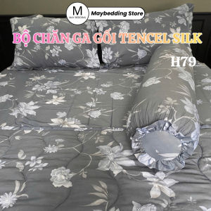 Bộ Chăn Ga Gối Tencel Silk 4 Món Hoa Văn Độc Đáo - Mềm Mịn Thoáng Mát - Maybedding Store