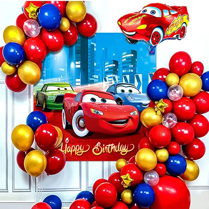 45pcs Cars Lightning McQueen Theme Birthday Party Decorations