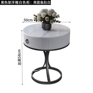Sofa Table Sofa Side Table Living Room Sofa Side Table Living Room Balcony Stone Plate Small Light Luxury round Corner Table Coffee Table With Storage Cafe Table