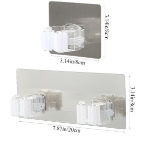 TIMES LORD 1Pcs Waterproof for Mop Brush Self-Adhesive Wall Mounted Storage Rack Mop Clip Mop Organizer Broom Hanger Wall Hook