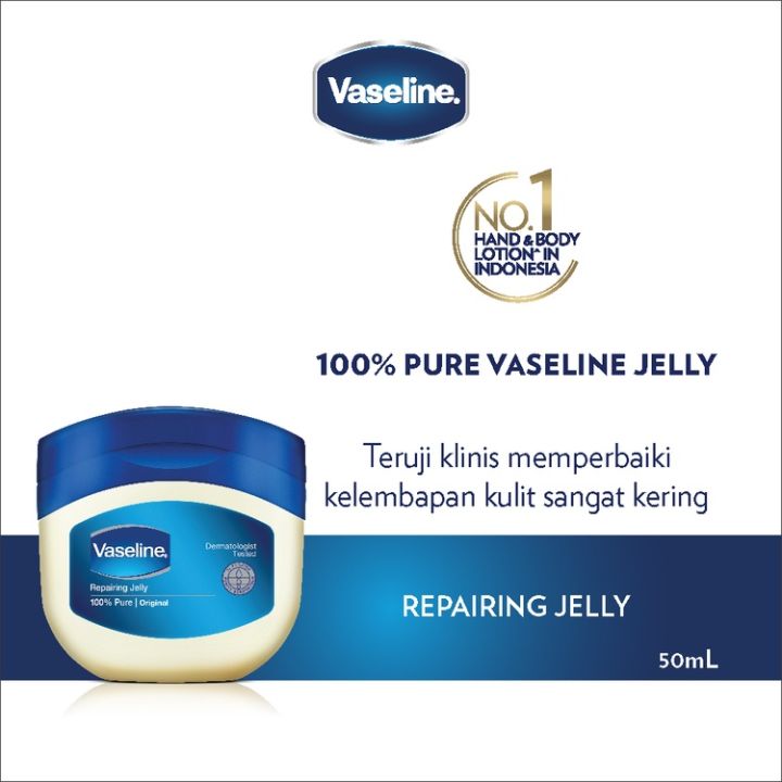 Vaseline Repairing Petroleum Jelly Original Kulit Kering 100% Pure 50ml