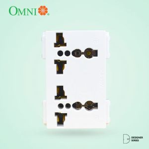 OMNI Duplex Universal Outlet with Ground 16A in Ivory Designer Series - DWU-402