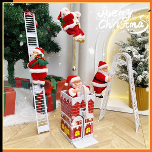 Christmas Santa Claus Music Electric Climbing on Rope Ladder Xmas Trees Hanging Ornament Party Decor
