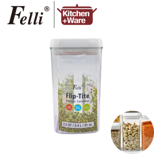 [Taiwan] Felli Flip Square Tite BPA Free Storage Container 2.L Air Tight Seal Food Storage Container / Easy to Open Space Saving / Dishwasher Safe / Made in Taiwan