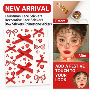 Face Makeup Aid Stickers Diamonds Christmas Decorations Bowknot Concert