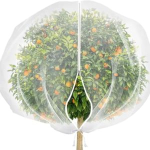 HUGHES Drawstring Plant Cover Bags with Zipper Mesh Fruit Insect Netting Bug Netting Thickened Garden Netting for Protecting Plants Fruits