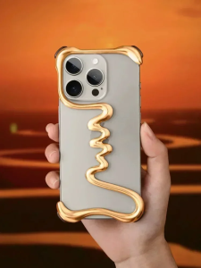 Metal 3D Track Bumper Phone Case For iPhone 16 Pro Max 14 15 Plus 15 Pro Aluminum Alloy Frameless Shell Shockproof Cover
