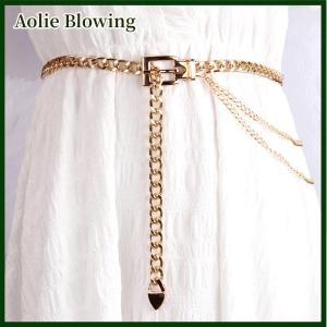 Aolie Multi Layer Metal Chain Belts for Women Waistbands Long Tassel Waist Chain Dress Jeans Belts Lady Waistband Belts Women Body Chain