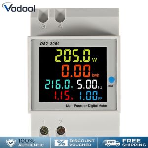 D52-2066 Din Rail AC Monitor with LCD Display 6 IN 1 Frequency Power Meter 110V 220V Multimeter Household Industrial Use