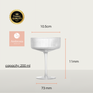 [SG Stocks]  Champagne/Cocktail Clear Ribbed Glass Coupe (set of 6)