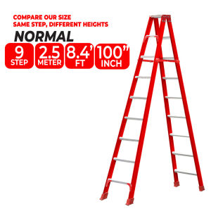 9 STEP Ladderman RED Reinforced Heavy Duty Aluminium Double Sided Ladder Multi Purpose Ladder Tangga Lipat Aluminium