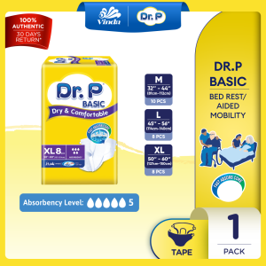 Dr. P Basic Adult Diaper M10/L8/XL8 (1 Pack) - Soft Breathable (Tape)