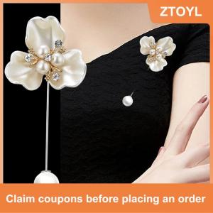 【ZTOYL】 Giả Ngọc Trai Vỏ Hoa Trà Hoa Trâm Cho Phụ Nữ Trắng Hoa Cánh Hoa Bó Hoa Dài Kim Áo Sơ Mi Cổ Áo Ve Áo Pin Quà Tặng