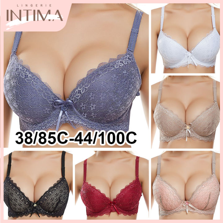 INTIMA Sexy Lace Push Up Bra For Women 3/4 C Cup Underwire Plus Size  Bralette With Foam Adjustable Underwear Lingerie On Sale