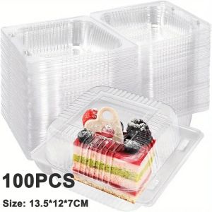 GIFTER 100pcs  Clear Clamshell Food Container Square Round  For Cakes Burgers Pastry