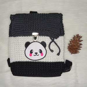 Tas Ransel Rajut Karakter Lucu Panda / Ransel Sekolah TGL