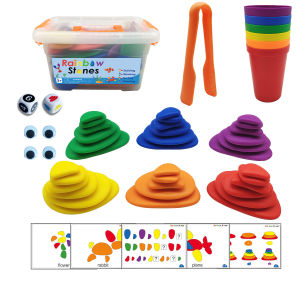 Rainbow Pebbles Early Math Learning Toys Sorting and Stacking Stones Kids Activity Set Sensory Toy