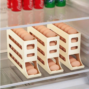 Khay đựng trứng 4 tầng lăn tự động để tủ lạnh thông minh tiện lợi tiết kiệm không gian