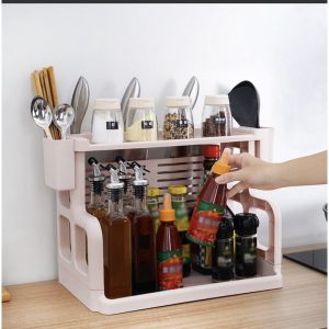 Kệ Đa Năng Chữ H Đựng Gia Vị Nhựa Việt Nhật Khay Nhựa 2 Tầng Gọn Gàng