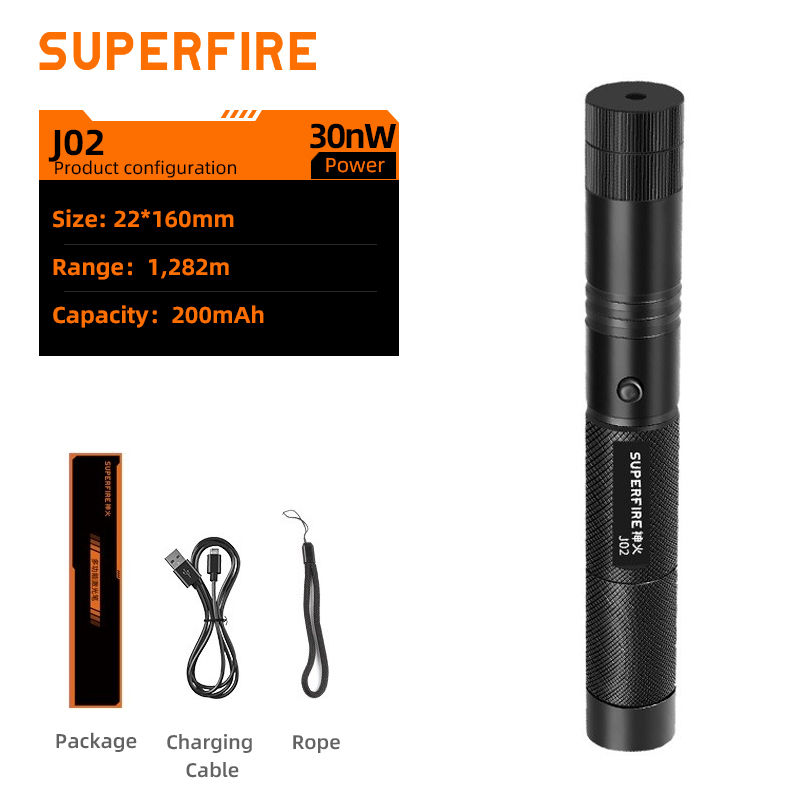 Superfire J02 Green Laser Pointer Usb Rechargeable Aluminum Pen_voghion.com