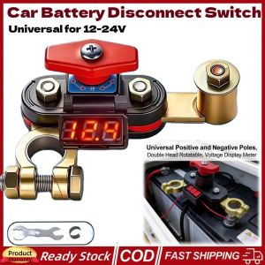 12-24V Car Battery Disconnect Switch ON OFF 360° Rotate Bidirectional Joint Power Disconnect Switch with Digital Display