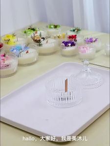 Korean-style creativity diy Aromatherapy Candle Glass Cup Nordic minimalist soy wax frosted cup candle holder jelly wax empty cup top pick