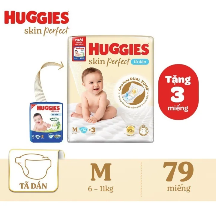 TÃ DÁN QUẦN HUGGIES SKIN PERFECT NB76 S82 M79 M76 L66 XL58 XXL54
