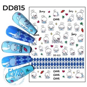 Miếng Dán Móng Tay 3D Chống Nước Chủ Đề Hình Thú Animal Figure Colecction Vịt Gấu Và Thỏ DD028 / DD134 / DD815