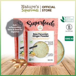 Bundle Deal: Natures Superfoods Organic Raw Peruvian Ginger Powder Spice 100g x 2 l Delightfully Fragrant Spicy (HALAL Certified)